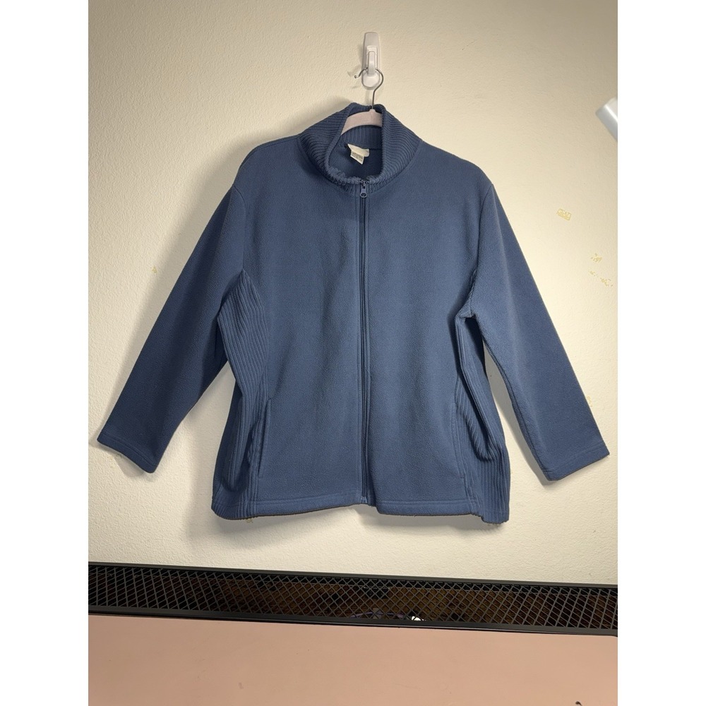 Vintage Bon Worth Soft Fleece Full Zip‎ Jacket Women's L Pockets Outdoor Ribbed